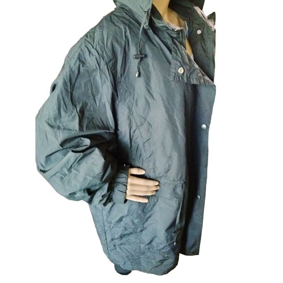 Woman Within Black Removable Hooded Raincoat Snap Button Zipper Closure Size 2X - Picture 11 of 14